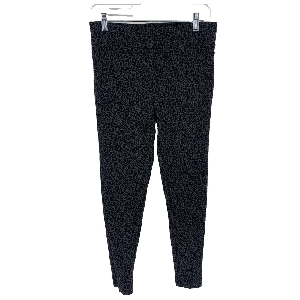 Women's LOFT Sz MEDIUM M Leopard Print Ponte Leggings Elastic Stretch Waist 2177
